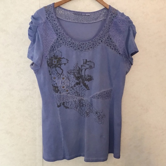 Angels Never Die Purple Embellished T-shirt, Med - Picture 10 of 16
